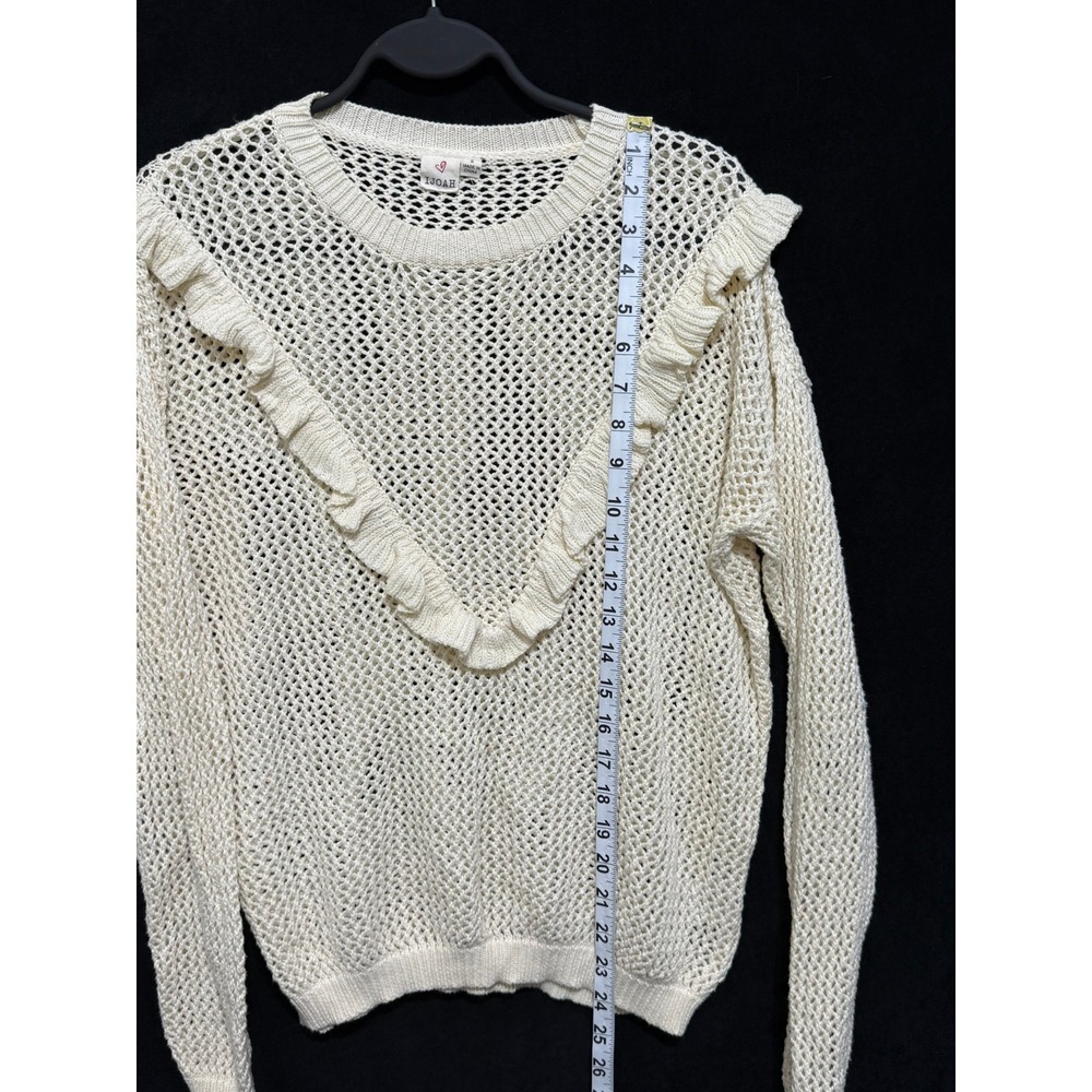 IJOAH Cream Cotton Open Knit Ruffle Trim Sweater‎ SW5532 Small - Picture 7 of 7